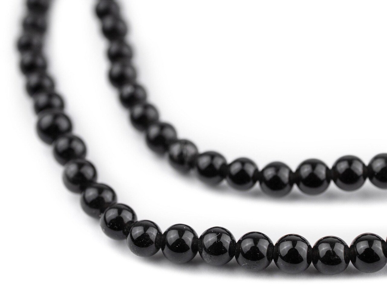 The Bead Chest Round Black Obsidian Beads (4mm): Organic Gemstone Round Spherical Energy Stone Healing Power Crystal for Jewelry Bracelet Mala Necklace Making